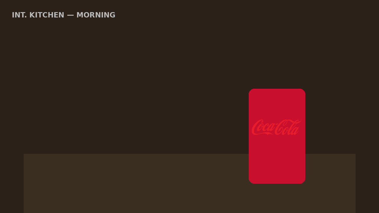 Kitchen scene from the salted short film with a Coca-Cola can